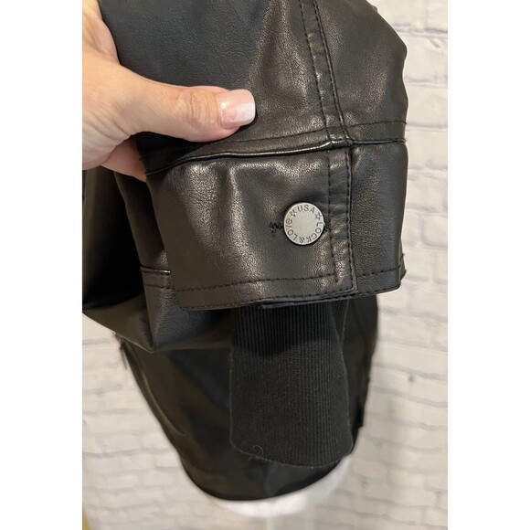 Lock & Love Women's Black Faux Leather Jacket Biker Moto size - Picture 4 of 7